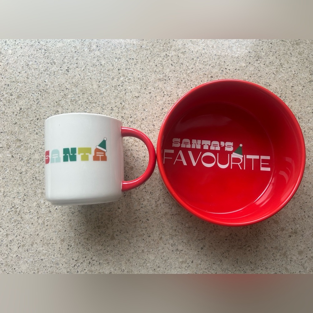Santa's Favorite Red and White Mug and Dog Bowl Set